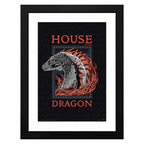 Fans Geek Store House of the Dragon red dragon poster in a black frame with a shatterproof styrene window