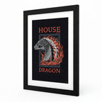 Fans Geek Store House of the Dragon red dragon poster in a black frame with a protective styrene window
