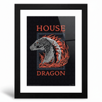 Fans Geek Store House of the Dragon red dragon poster in a black frame with shatterproof styrene window