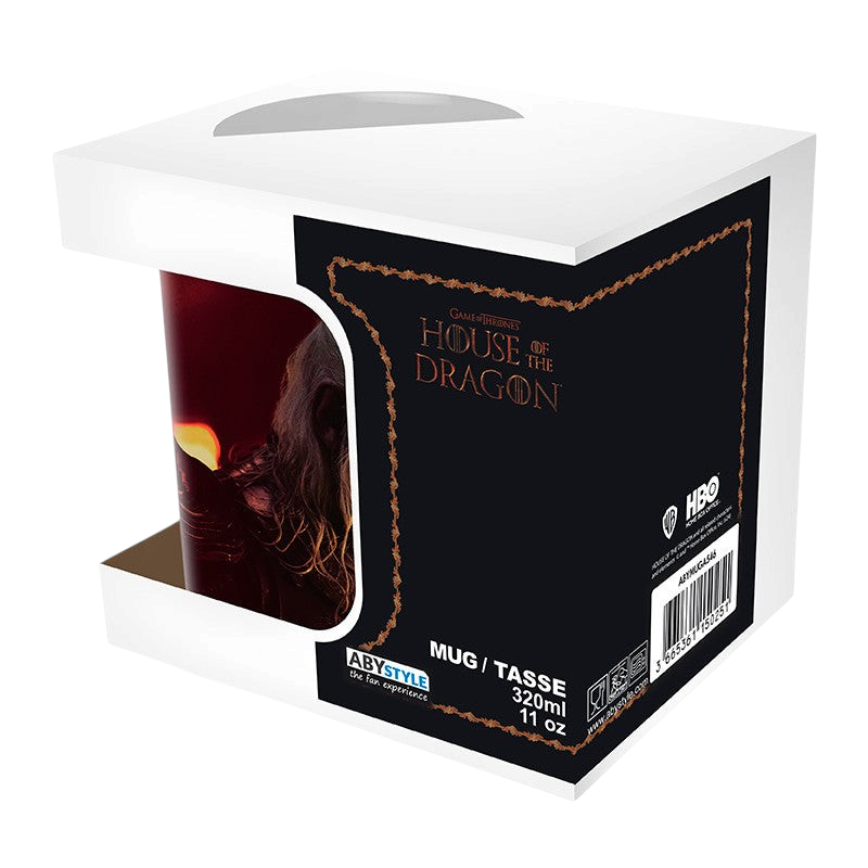 Fans Geek Store House of the Dragon ceramic mug in branded display packaging featuring Targaryen themed artwork