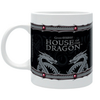 Fans Geek Store House of the Dragon ceramic mug featuring a silver dragon design on a black background