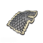 Fans Geek Store Game of Thrones House Stark decorative pillow featuring a grey embroidered direwolf head on velboa