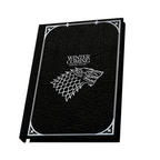Fans Geek Store Game of Thrones House Stark notebook with black textured cover, silver wolf emblem and foil text.