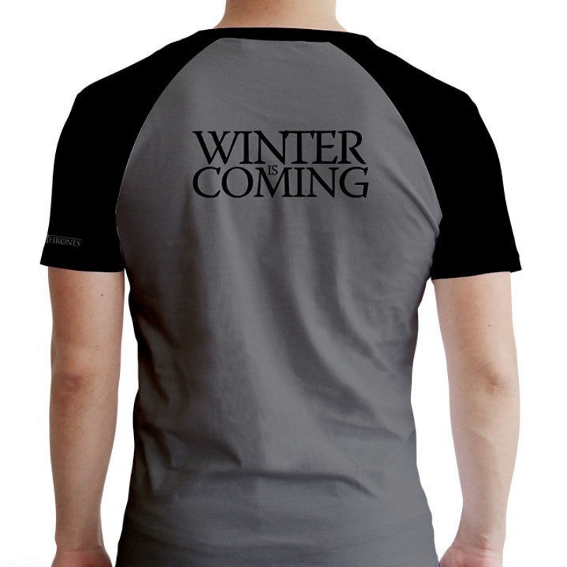Fans Geek Store Game of Thrones House Stark raglan t-shirt with Winter is Coming print on the back