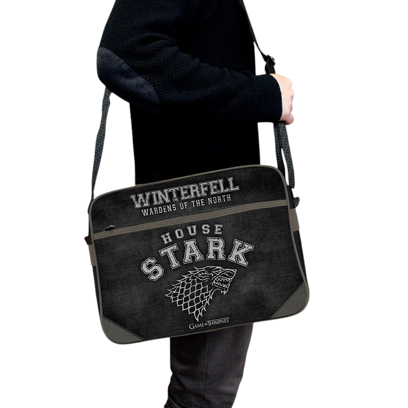Fans Geek Store Game of Thrones House Stark shoulder bag in black polyurethane with Winterfell graphic and strap