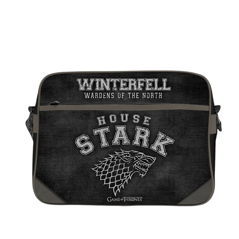 Fans Geek Store Game of Thrones House Stark shoulder bag in black polyurethane with Winterfell graphic and wolf logo