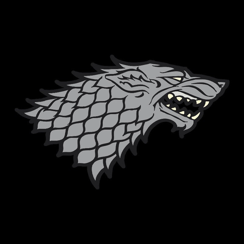 Fans Geek Store Game of Thrones House Stark direwolf emblem embroidery in grey on a black background