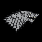 Fans Geek Store Game of Thrones House Stark direwolf emblem embroidery in grey on a black background