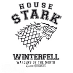 Fans Geek Store white Game of Thrones House Stark t-shirt featuring the direwolf emblem and Winterfell text