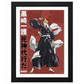 Fans Geek Store framed poster of Ichigo Kurosaki from Bleach Thousand-Year Blood War with red background
