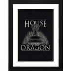 Fans Geek Store House of the Dragon Iron Throne framed poster with black frame and white matting