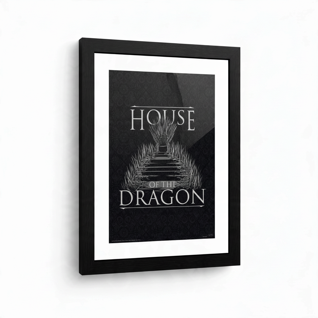 Fans Geek Store House of the Dragon Iron Throne framed poster with black frame and protective styrene window