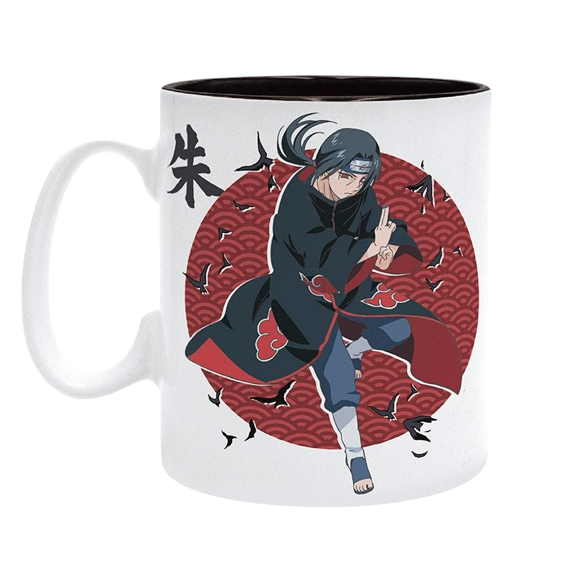 Fans Geek Store Naruto Shippuden ceramic mug featuring Itachi Uchiha with Akatsuki design and 460ml capacity