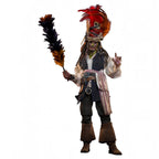 Fans Geek Store 1/6 scale Jack Sparrow action figure with tribal face paint, feathered headdress, and plumeau accessory.