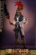 Fans Geek Store Hot Toys Jack Sparrow action figure in Pelegostos Chief tribal costume with feathered headdress