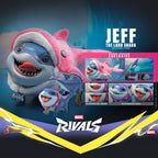 Fans Geek Store Hot Toys Jeff the Land Shark action figure in pink dolphin outfit with interchangeable heads and tongues.
