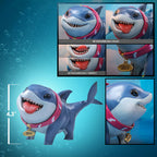 Fans Geek Store Marvel Rivals Jeff the Land Shark action figure, blue shark with pink collar and 'JEFF' tag, 11cm tall
