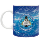 Fans Geek Store One Piece Jinbe ceramic mug featuring a blue sky and sea design with the Helmsman emblem