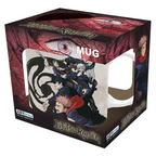 Fans Geek Store Jujutsu Kaisen ceramic mug featuring Tokyo and Kyoto school characters in a window display box