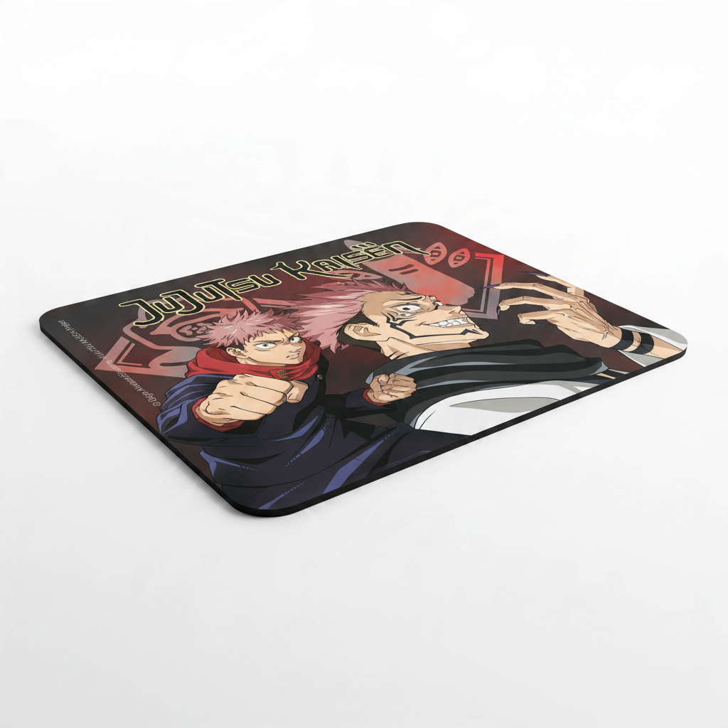 Fans Geek Store Jujutsu Kaisen mousepad featuring Yuji Itadori and Ryomen Sukuna with a non-slip textile surface.