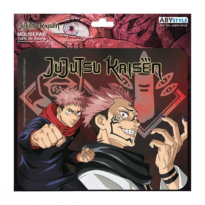 Fans Geek Store Jujutsu Kaisen mousepad featuring Yuji Itadori and Ryomen Sukuna in retail packaging