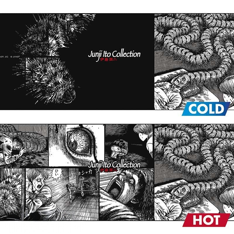 Fans Geek Store Junji Ito Honored Ancestor ceramic heat-changing mug showing manga panels before and after heating