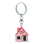 Fans Geek Store Dragon Ball Z 3D Kame House keychain featuring the iconic pink house with a metal keyring attachment