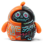 Fans Geek Store LamaTama Series 3 electronic blind box figure with orange and black split design and neon circuit art