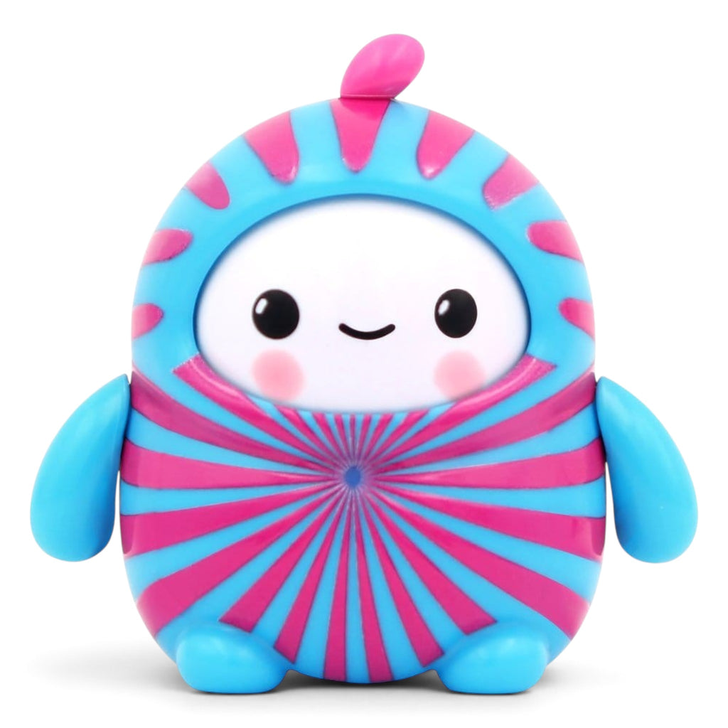 Fans Geek Store LamaTama Series 2 electronic blind box figure with blue and pink striped pattern on white background
