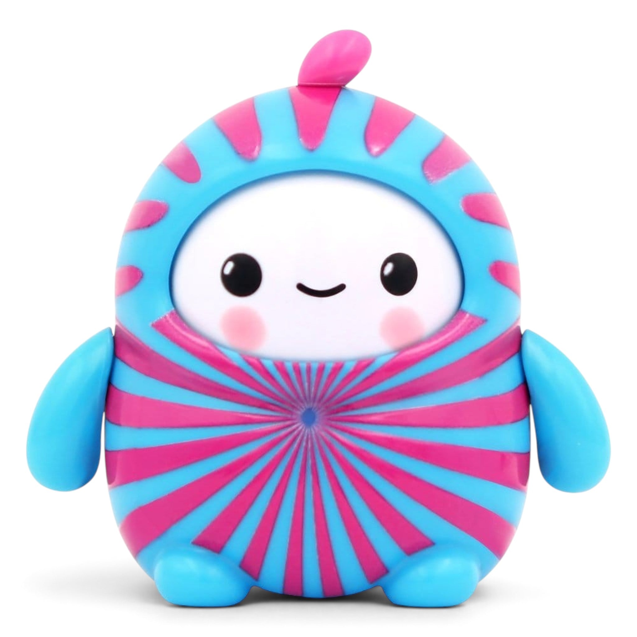 Fans Geek Store LamaTama Series 2 electronic blind box figure with blue and pink striped pattern on white background