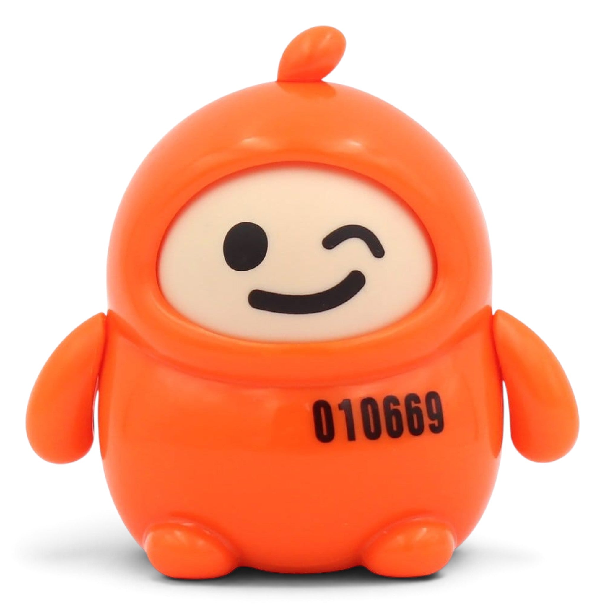 Fans Geek Store LamaTama Series 2 electronic blind box figure in orange with a winking face and number print