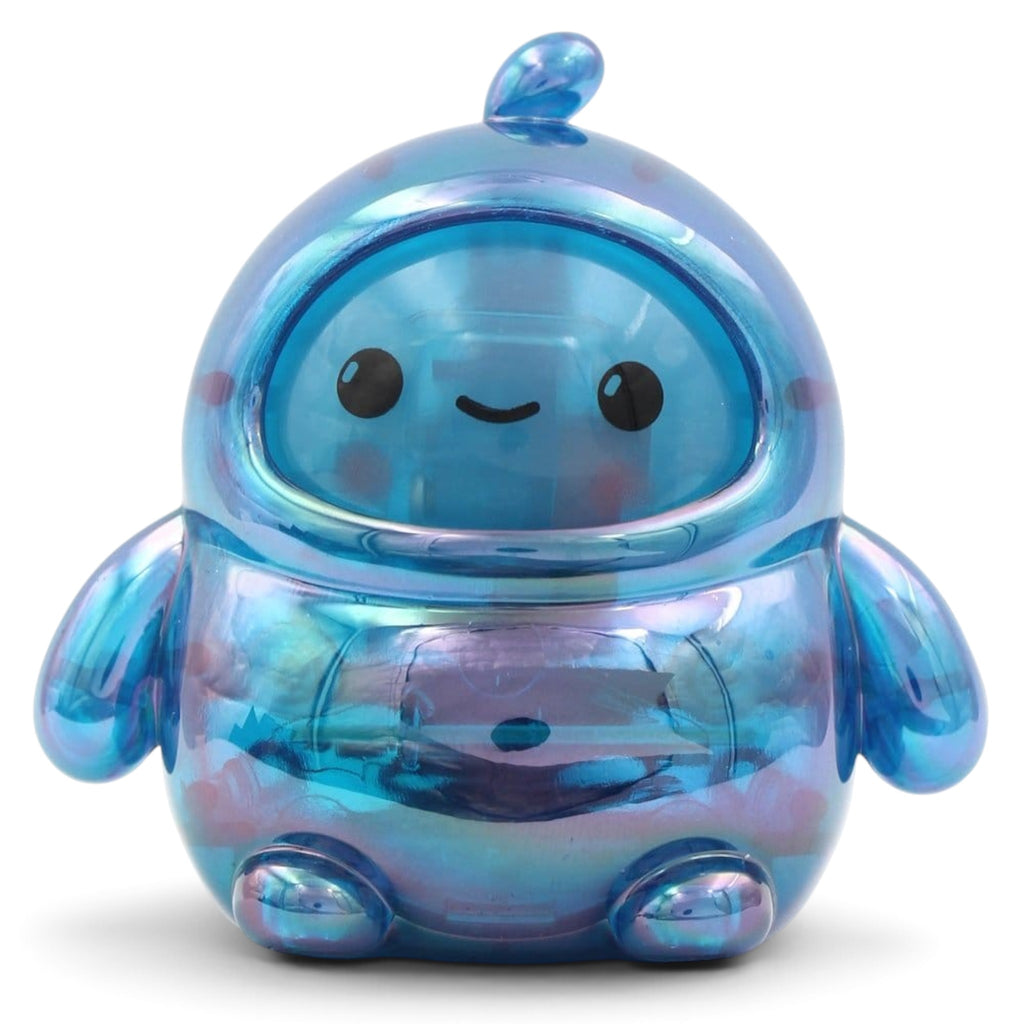 Fans Geek Store LamaTama Series 3 electronic blind box figure in a translucent iridescent blue plastic finish