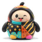Fans Geek Store LamaTama Series 3 electronic blind box figure with a black, star-patterned design and winking face.