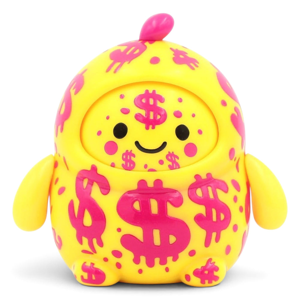 Fans Geek Store LamaTama Series 2 electronic blind box figure in yellow with pink dollar sign patterns