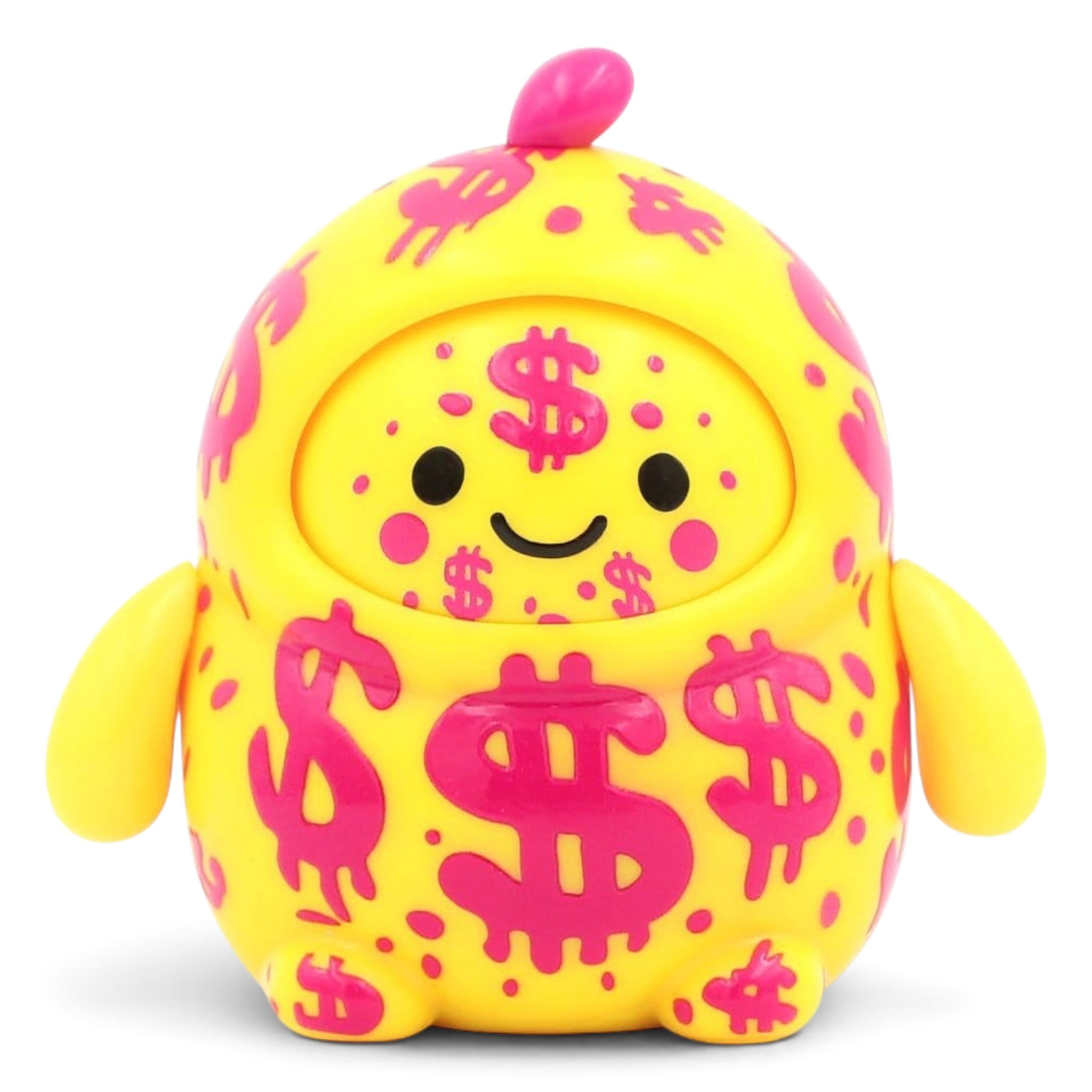 Fans Geek Store LamaTama Series 2 electronic blind box figure in yellow with pink dollar sign patterns