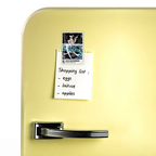 Fans Geek Store Attack on Titan Levi Ackerman magnet holding a shopping list on a yellow refrigerator door