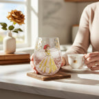 Fans Geek Store Lolita Disney Belle stemless glass with yellow ballgown and chandelier details.