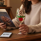 Fans Geek Store Lolita Disney Snow White stemmed glass with castle and apple design, 22.5cm tall.