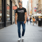 Fans Geek Store black Lord of the Rings Fellowship cotton t-shirt worn by a man walking on a city street