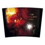 Fans Geek Store Lord of the Rings travel mug featuring Gandalf facing the Balrog with You Shall Not Pass text