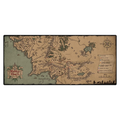 Fans Geek Store Lord of the Rings XXL desk mat featuring a detailed Middle-earth map with stitched edges