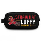 Fans Geek Store black polyester pencil case featuring Monkey D. Luffy in his Egghead outfit with a zipper closure
