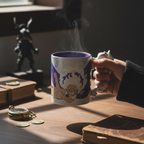 Fans Geek Store 3D dolomite mug featuring Luffy in Gear 5 with a unique cloud-shaped handle and purple interior