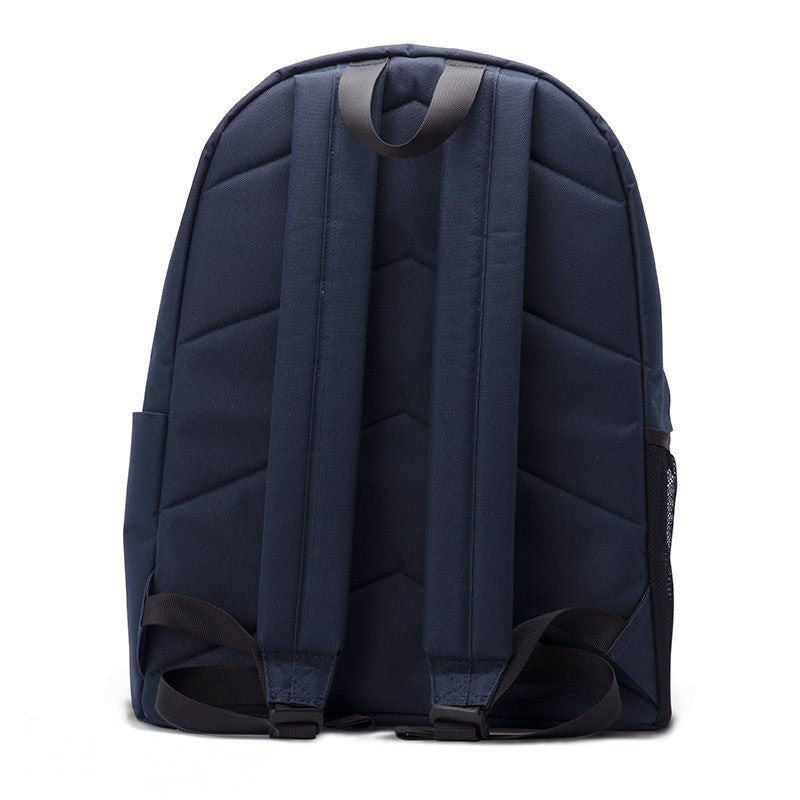 Fans Geek Store One Piece Luffy Gear 5 backpack showing the back view with padded shoulder straps and mesh side pocket