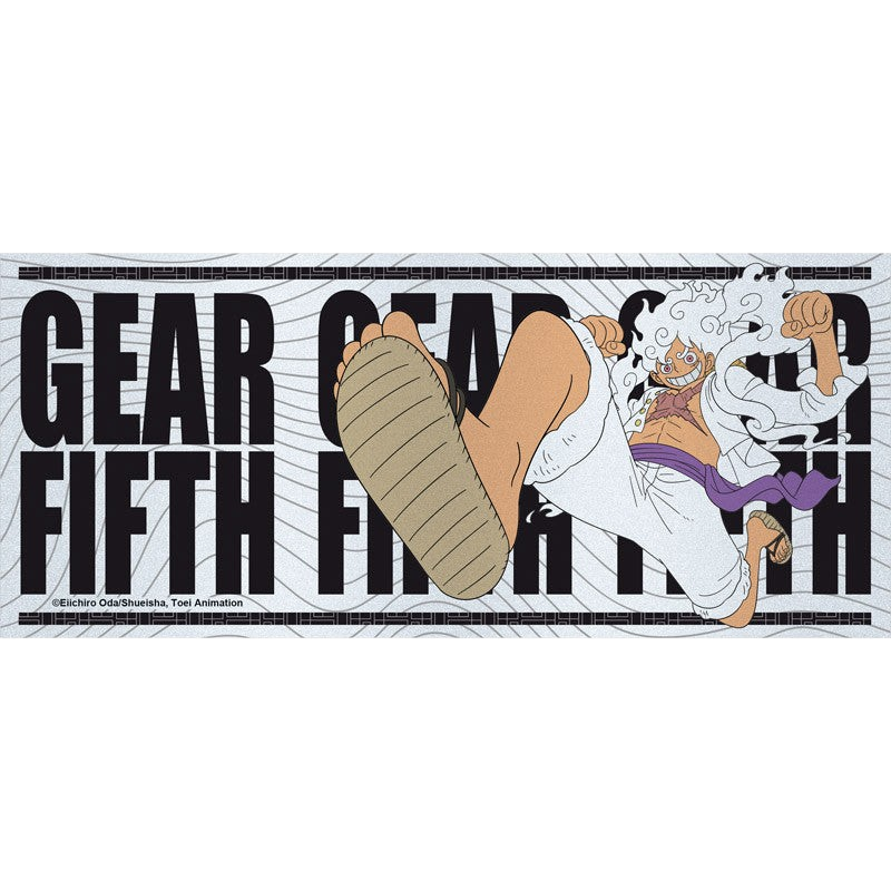 Fans Geek Store One Piece Luffy Gear 5 ceramic mug with a shiny silver finish and dynamic Nika transformation design