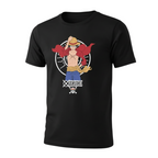Fans Geek Store black cotton t-shirt featuring Monkey D. Luffy from One Piece in his New World outfit