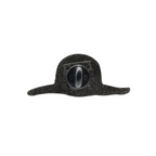 Fans Geek Store One Piece metal pin featuring the back view of Luffy's straw hat with a black rubber clutch backing.