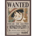 Fans Geek Store One Piece chibi wanted poster featuring a smiling Monkey D. Luffy in his signature straw hat