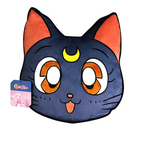 Fans Geek Store Sailor Moon Luna cat plush cushion with embroidered yellow crescent moon and orange eyes