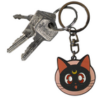 Fans Geek Store Sailor Moon Luna metal keychain featuring the black cat character on a round pink background